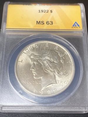1923 Peace Dollar ANACS MS63 $1 Silver
