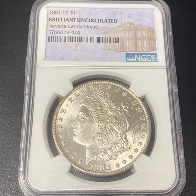 1881-CC $1 Morgan Silver Dollar NGC Brilliant Uncirculated Nevada Casino Hoard