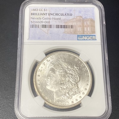 1883-CC $1 Morgan Silver Dollar NGC Brilliant Uncirculated Nevada Casino Hoard