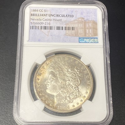 1884-CC $1 Morgan Silver Dollar NGC Brilliant Uncirculated Nevada Casino Hoard