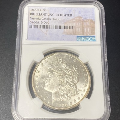 1890-CC $1 Morgan Silver Dollar NGC Brilliant Uncirculated Nevada Casino Hoard