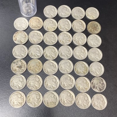 40 Coins Full Roll $2 Face Value - No Date - Buffalo Nickels (Dateless)