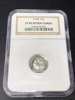 1964 Roosevelt Silver Dime Proof 10c PF69 UC Ultra Cameo NGC *4196425