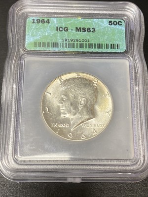 1964 50c Kennedy Silver Half Dollar ICG MS 63