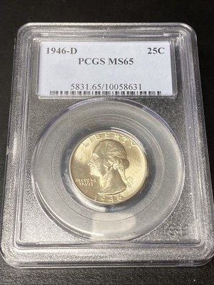 1946-D Washington Quarter Silver 25c PCGS MS65