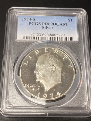 1974-S Silver Eisenhower Ike Proof Dollar $1 PCGS PR69DCAM