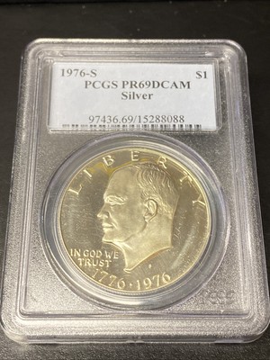 1976-S Silver Eisenhower Ike Proof Dollar $1 PCGS PR69DCAM (Gold-Toned)