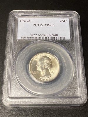 1943-S Washington Quarter Silver 25c PCGS MS65