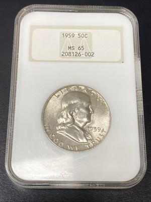 1959 50C Franklin Silver Half Dollar NGC MS65