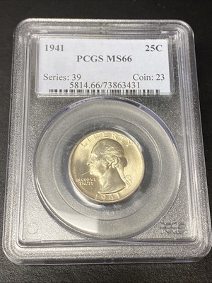 1941 Washington Quarter Silver 25c PCGS MS66
