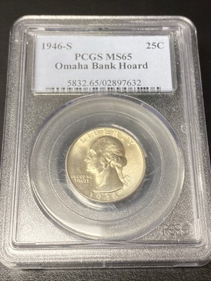 1946-S Washington Quarter Silver 25c PCGS MS65 “Omaha Bank Hoard”