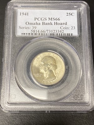 1941 Washington Quarter Silver 25c PCGS MS66 “Omaha Bank Hoard”