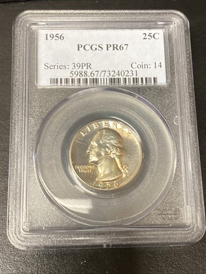 1956 Washington Quarter Silver 25c PCGS PR67