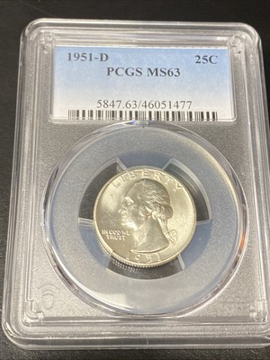 1951-D Washington Silver Quarter 25c PCGS MS63