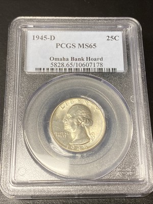 1945-D Washington Quarter Silver 25c PCGS MS65 “Omaha Bank Hoard”