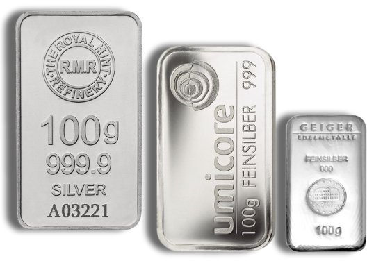 100 gram Silver Bar - Brand Varies