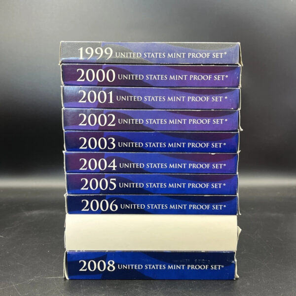 1999-2008 US Mint Proof Sets OGP Box & COA Lot 109 Coins (10 Annual Sets)
