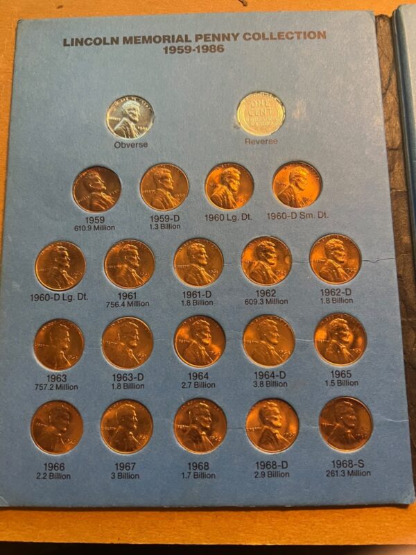 Lincoln Memorial Penny Collection 1959 - 1986 (63 Coin Set) 1c One Cent