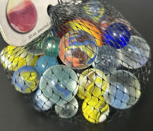 Classic Mega Marbles Net Bag 10oz Assorted Unique Collectible Marbles M3#4