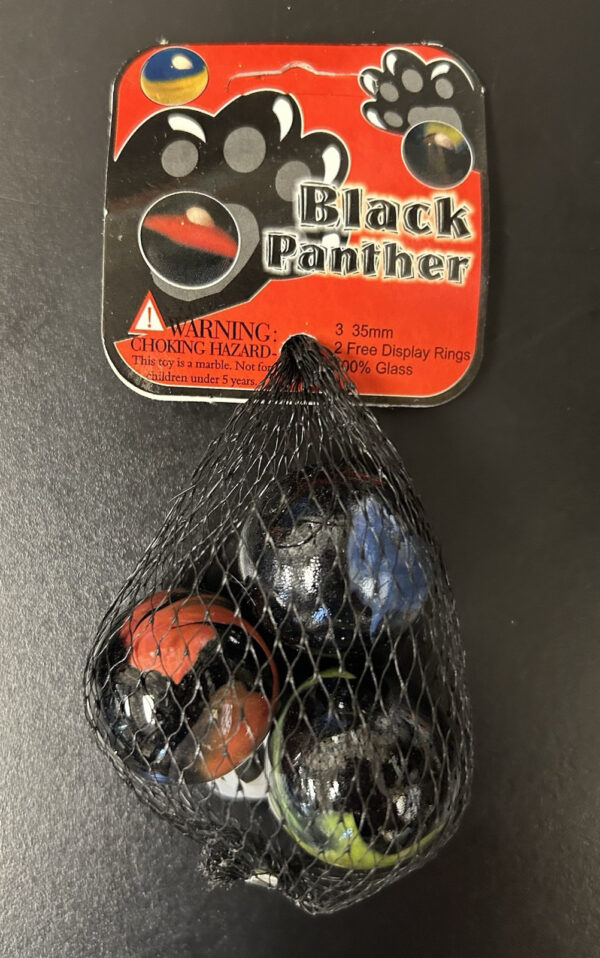 Black Panther Mega Marbles Net Bag 3 35mm 2Display Rings Retired Set (2004-2006)