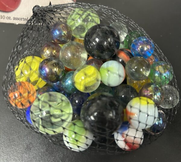 Classic Mega Marbles Net Bag 10oz Assorted Unique Collectible Marbles M3#7