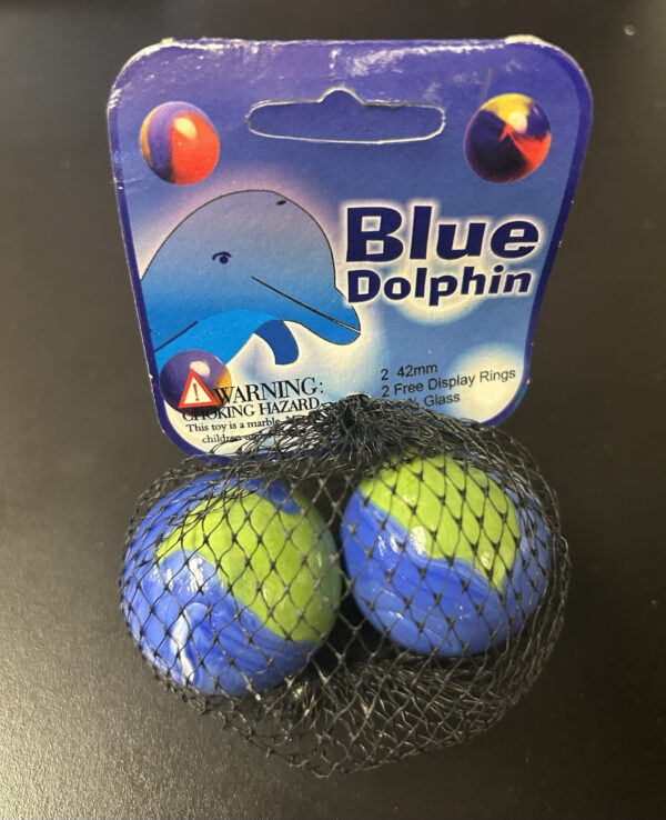 Blue Dolphin Mega Marbles Net Bag 2 42mm/2 Display Rings Retired Set (2004-2006)