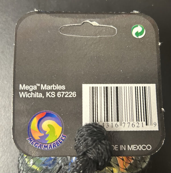 Cat’s Eye Mega Marbles Net Bag 6 25mm w/2 Display Rings Retired Set (2004-2006)