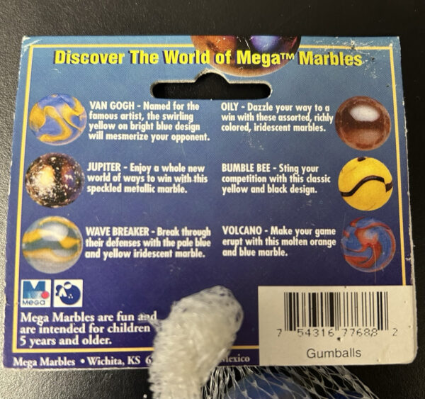 Gumballs Collector Series Net Bag Glass Mega Marbles Vacor 1 Shooter 24 Players