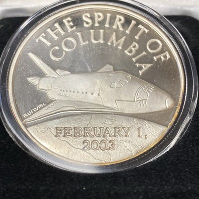 Vintage 1 oz .999 Silver The Spirit of Columbia Space Shuttle Feb 1st 2003 Round