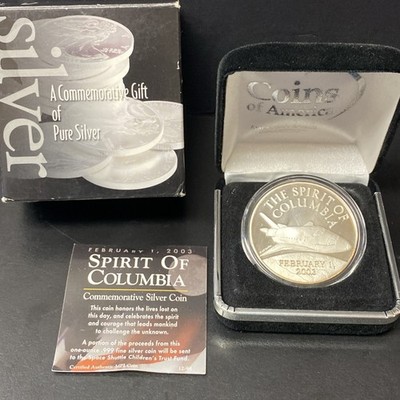 Vintage 1 oz .999 Silver The Spirit of Columbia Space Shuttle Feb 1st 2003 Round