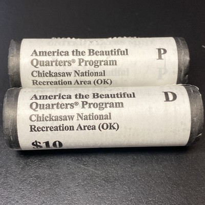 2011 P&D Chicksaw National Rec Area 25c Quarter Rolls X2 $10 BU US Mint