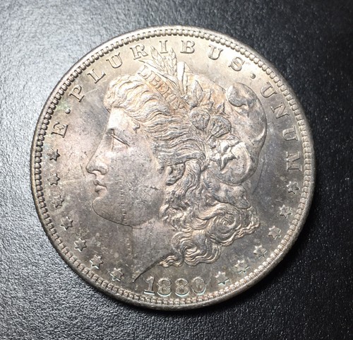 1880-S $1 Morgan Silver Dollar Nice Toning BU Raw ME0008