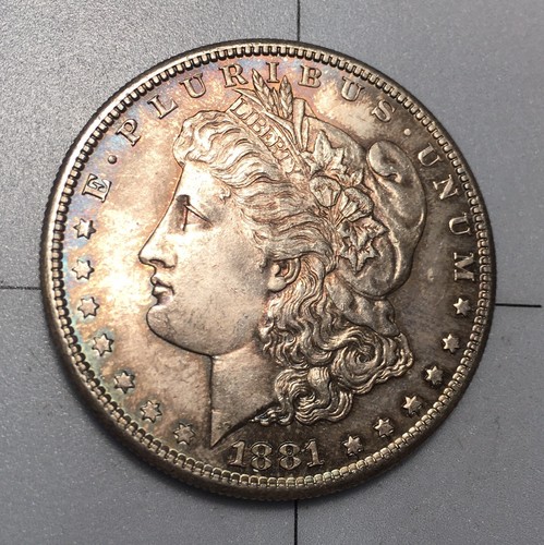 1881-S $1 Morgan Silver Dollar Unique Toning BU Raw ME0010