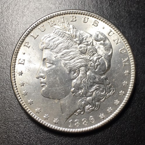 1886 $1 Morgan Silver Dollar BU Incredible Raw ME0014