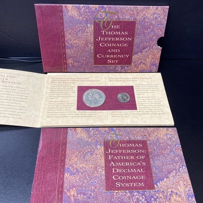 1993 Thomas Jefferson Coinage and Currency Set Commemorative 90% Silver