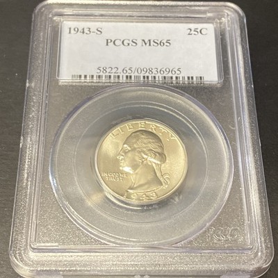 1943-S Washington Quarter MS65 PCGS Better Date Silver 25C Bright White