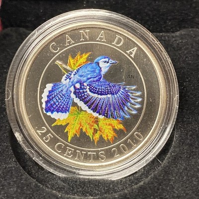 2010 Canada 25 Cents Coloured Coin - Birds Of Canada - Blue Jay RCM