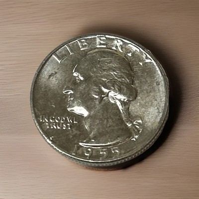 1955 D DENVER Washington Quarter 25C 90% SILVER AU/UNC -  #7112