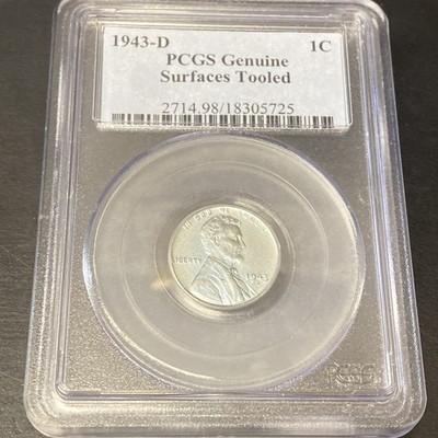 1943-D Lincoln Steel Cent PCGS Genuine UNC Details Surfaces Tooled
