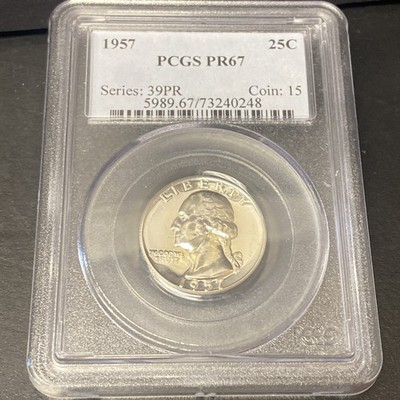 1957 Silver Proof Washington Quarter PCGS PR67 25c 90% Silver