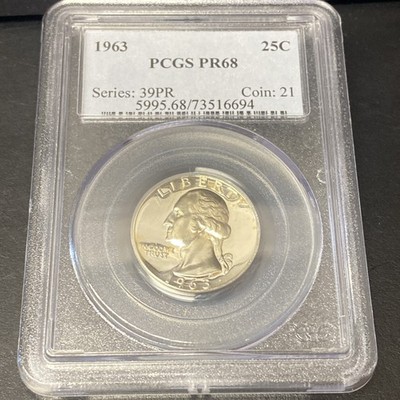 1963 Silver Proof Washington Quarter PCGS PR68 25c 90% Silver