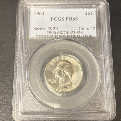 1964 Silver Proof Washington Quarter PCGS PR68 25c 90% Silver