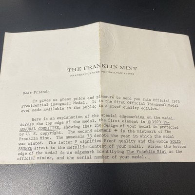 Walter Mondale Vice President Bronze Medal Medallic Art Co. Original Box 1977