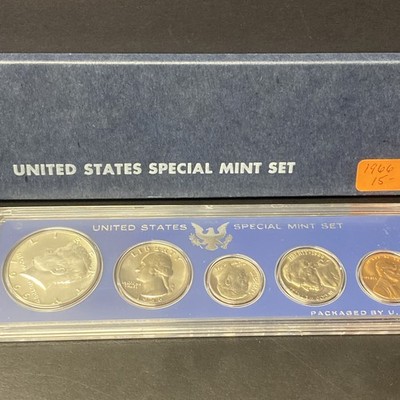 1966 US Special Mint Set SMS 5 Coins with 40% Silver Kennedy Half Dollar and Box