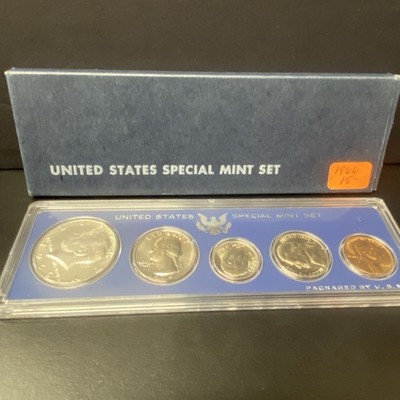 1966 US Special Mint Set SMS 5 Coins with 40% Silver Kennedy Half Dollar and Box