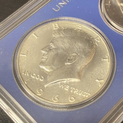 1966 US Special Mint Set SMS 5 Coins with 40% Silver Kennedy Half Dollar and Box