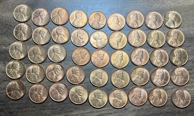 1945-P Lincoln Wheat Cent Penny OBW Roll BU UNCIRCULATED LINCOLN WHEAT CENTS