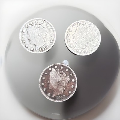 1912, 1910, 1905. - 5C Liberty Nickels