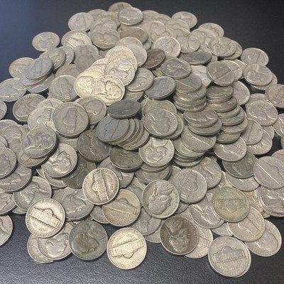 Lot Of 325 - Jefferson Nickels from 1930's, 40's and 50's Circulated $16.25 Face