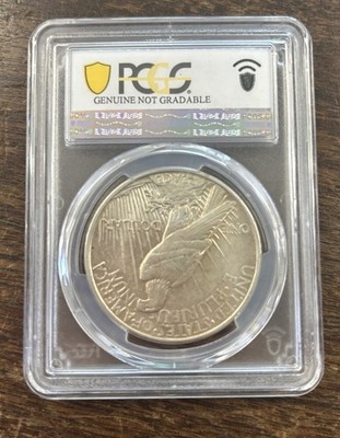 1921 PEACE SILVER DOLLAR - HIGH RELIEF - PCGS CLEANED-AU DETAIL